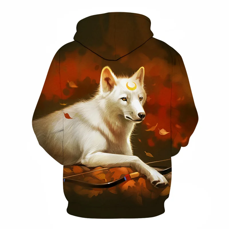 Новинка 2019 мужская толстовка с капюшоном изображением волка Осень-зима хип-хоп
