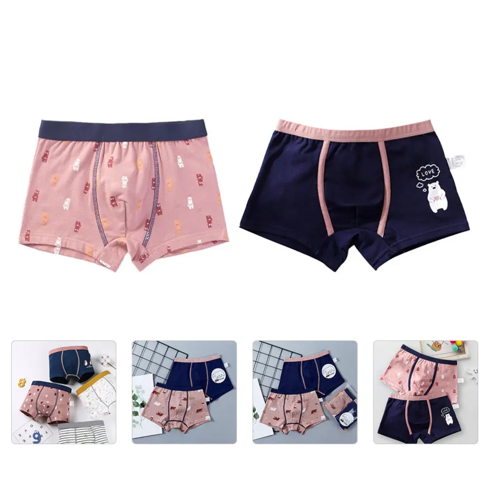 

2PCS Pure Cotton Boy Underpants Soft Flat Angle Underpants (130 XL Polar Bear)