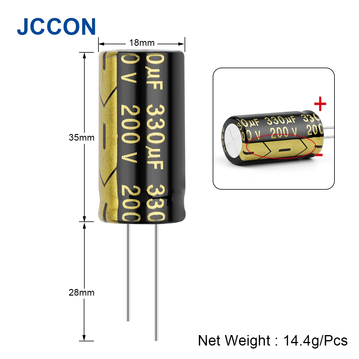 

10Pcs JCCON High Frequency Low ESR Aluminum Capacitor 200V330UF 18x35mm DIY Electronic Supercapacitor