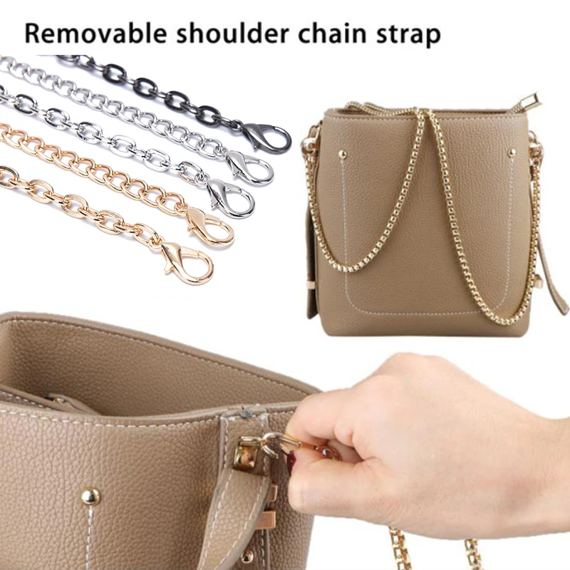 

DIY Chain Bag Strap Accessories Metallic Lobster Clasp Chain For Shoulder Bag Handbag Buckle Handle Hardware Double Woven Chain