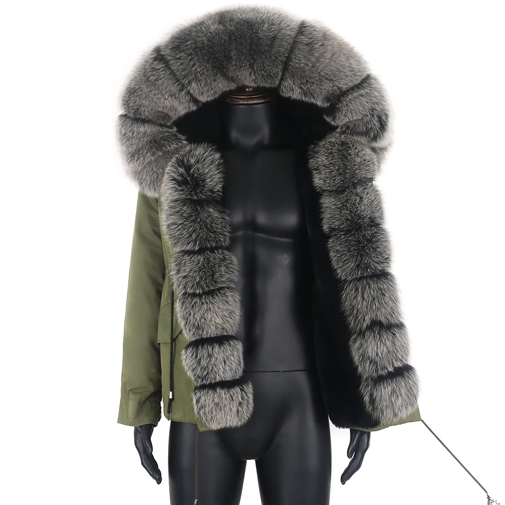 

2021 Men 7xl Winter Jacket Real Fox fur Coat Large Fur Collar Natural Fur Coat Waterproof Short Parka Warm Outerwear Streetwear