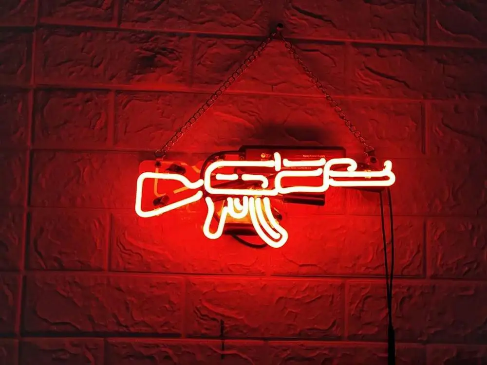 HD003Guns Neon Light Custom Neon Sign RED color Green color