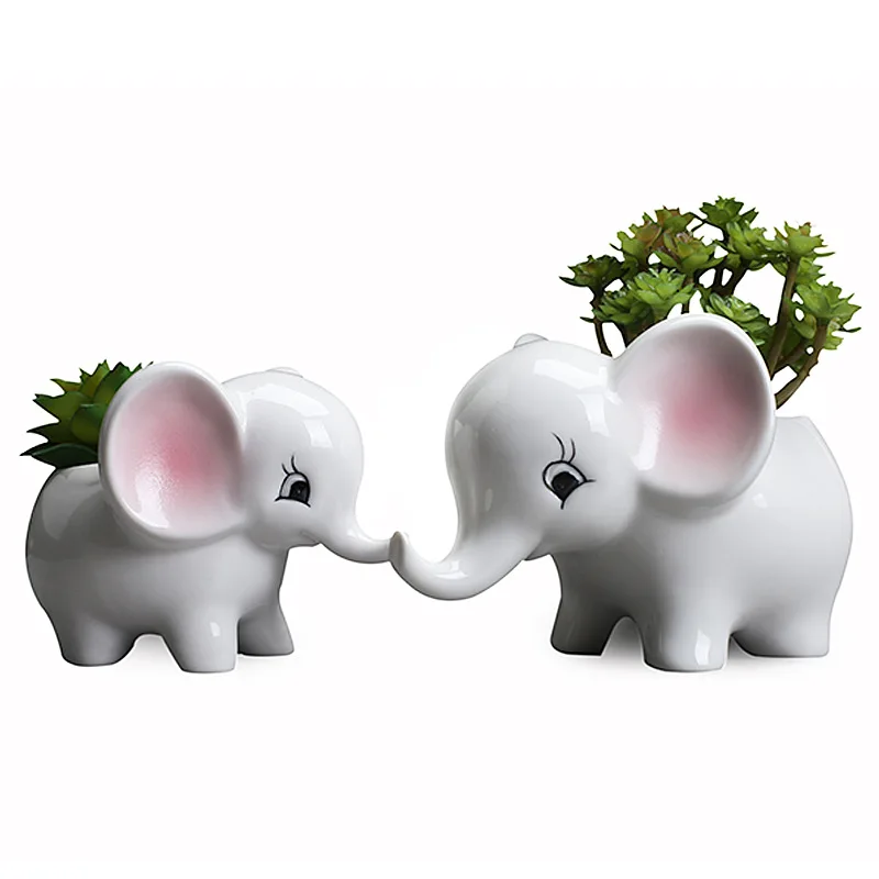 

2023 Cute Cartoon ceramics Flowerpot Kawaii Elephant Garden Flowerpot Succulent Plants Jardin Bonsai Desk Pastoral Flower Pot