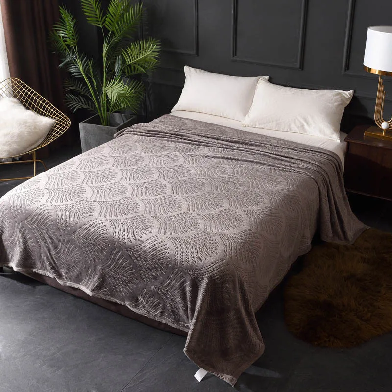 Теплое Мягкое флисовое толстое плюшевое одеяло на диван-кровать рельефный