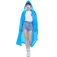 5 color fashion eva material women rain coat outdoor travel hiking one piece button raincoats poncho