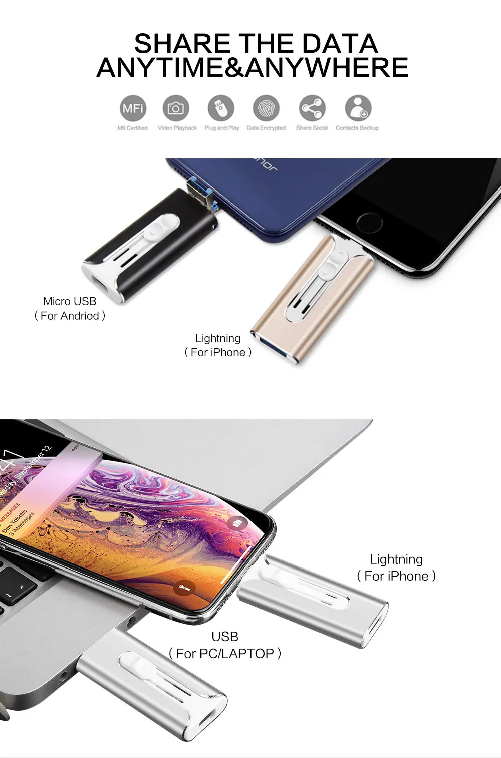 USB флеш-накопитель USB флэш-накопитель для iPhone Xs Max X 8 7 6 iPad 8/16/32/64 ГБ/128 256 ГБ флеш-накопитель USB ключ MFi USB флеш-диск