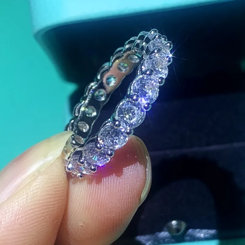 Infinity Luxury Jewelry 925 Sterling Silver Circle Rings Round Shape AAAAA Cubic Zirconia CZ Promise Wedding Band Ring for Women | Украшения