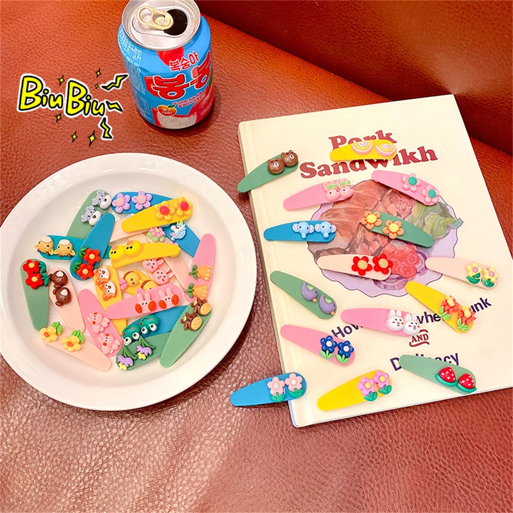 

【Fs0852 】 5 шт./компл. детские заколки для волос радужной расцветки милые животные Цветочные заколки, Мультяшные аксессуары для волос