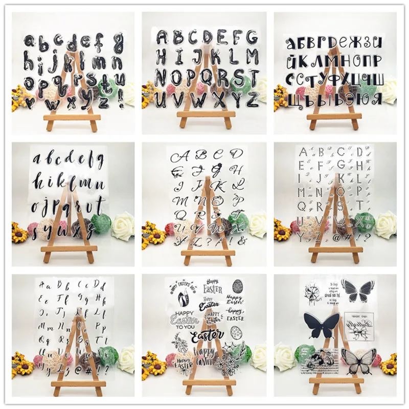 

Russian English Alphabet Letter Clear Stamps Seals for DIY Scrapbooking Craft Stencil Making Photo Album Paper Card Template