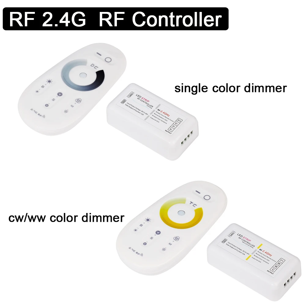 

DC12V-24V Max 12A RF 2.4G Dimmer Led Strip Controller Wireless Touch Remote Control With Remote Wall Holder for LED Strip 5050
