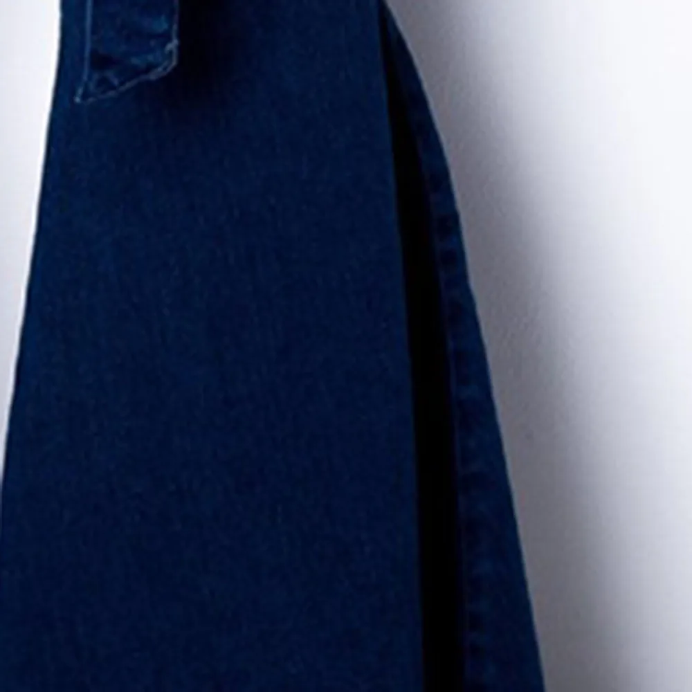 Women Autumn Elastic plus size Loose Denim Pocket Button High Waist flare jeans ladies Casual bell bottom Pants wide leg |