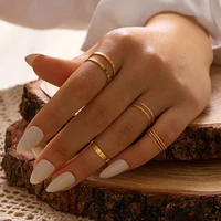 10 pieces set fashionable gold plated round hollow geometric ring set suitable for female joint ring and female jewelry gift