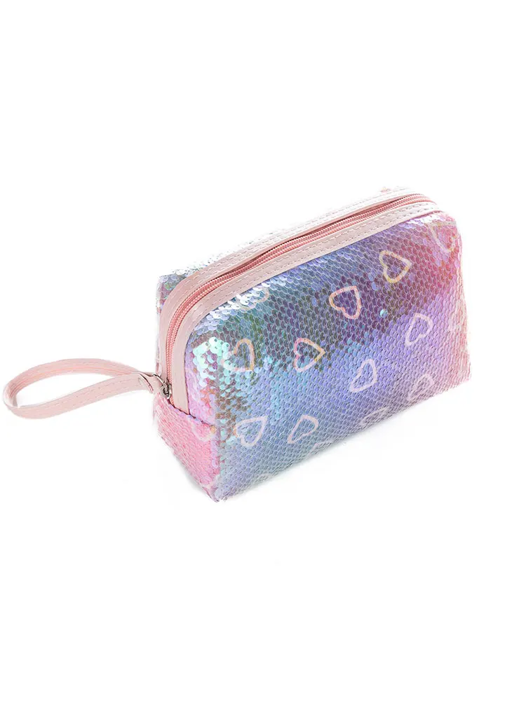 Женский вместительный клатч с блестками косметичка для девушек Дамская дорожная