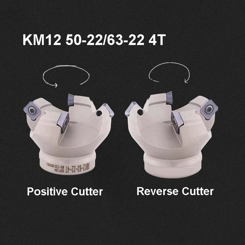

OYYU KM12 45 Degree Milling Cutter 4 Flutes SEKT1204 SEKT Inserts 50-22-4T 63-22-4T Positive Negative Mill Plate Steel Material