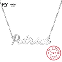 2022 custom hand writting 925 silver name necklace shiny full zircon pendant necklaces women personalized gifts for mothers day