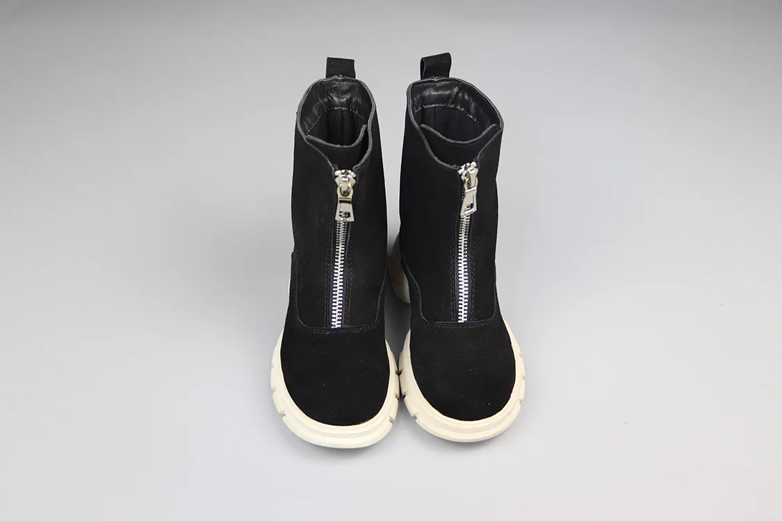 Замшевые кожаные сапоги для маленьких девочек принцессы до середины икры модные