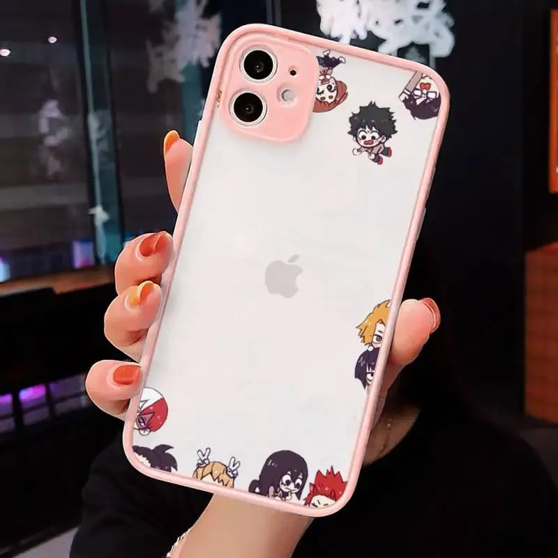 

Anime My Hero Academia Phone Case Pink matte transparent For iPhone 7 8 x xs xr 11 12 pro plus max mini Clear Funda