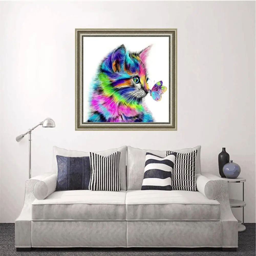 Новый 5d полный Алмаз Картина &quotКрасочный Кот&quot diy Ручная работа алмазная