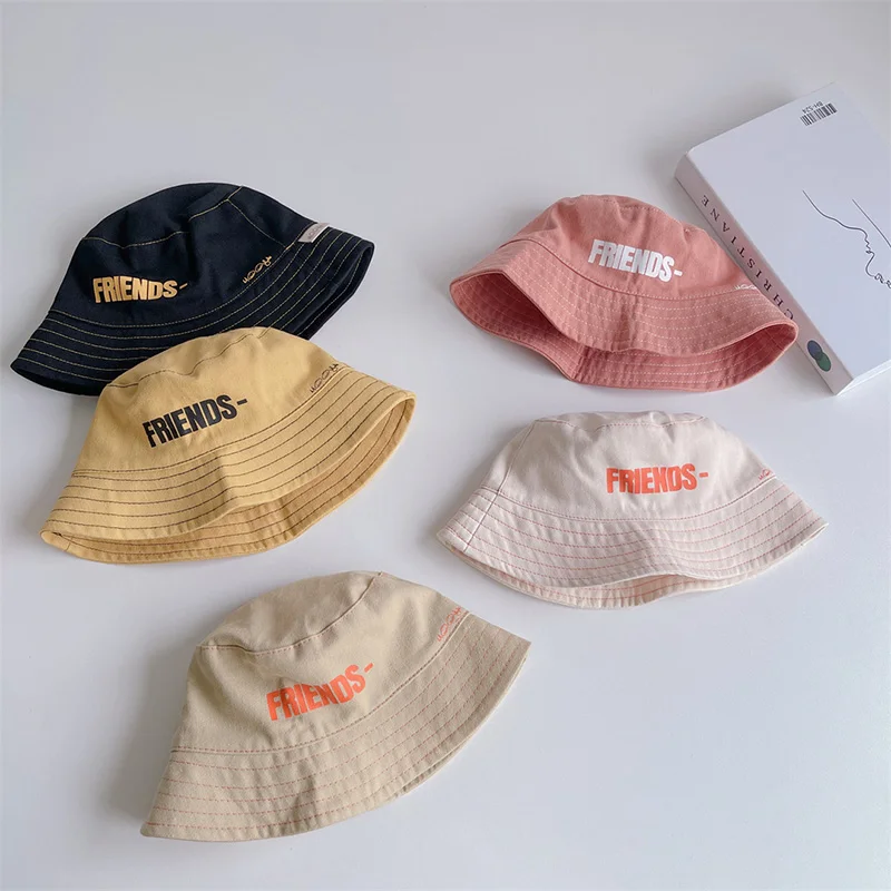 

Панама детская с надписью, модная декоративная мягкая шапка с большим краем, для улицы, 2021