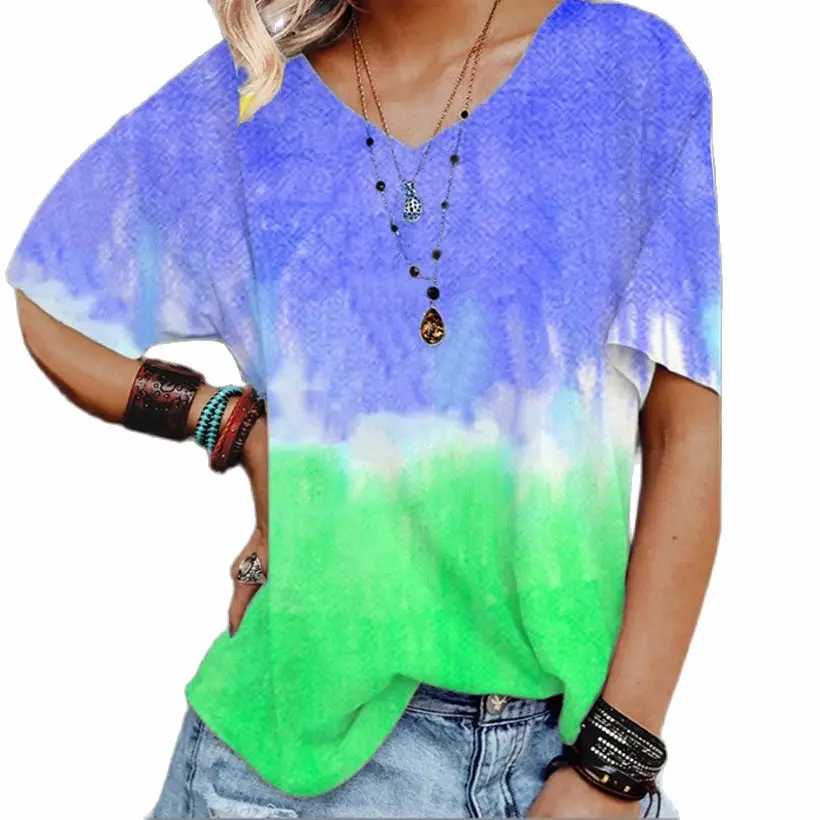 

2021 Women's Clothing Summer The New Gradient Printing Loose T-Shirt Coat
