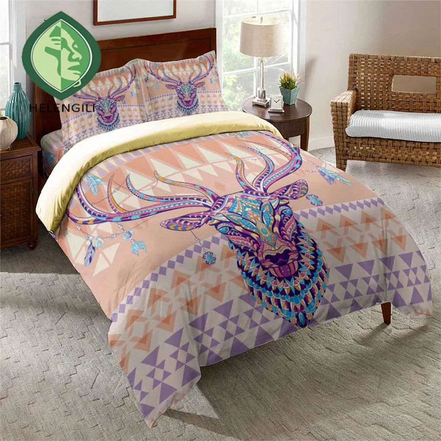 

3d-комплект постельного белья HELENGILI, пододеяльник с принтом оленя, Комплект постельного белья с наволочкой, детской кроватью