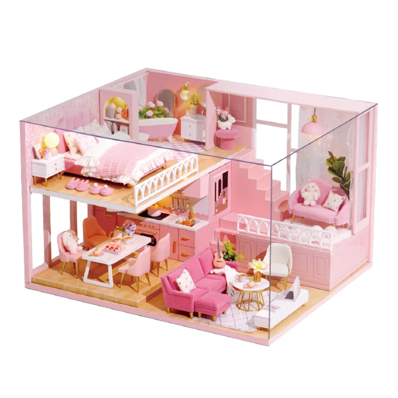 

Кукольный домик «сделай сам», деревянный миниатюрный комплект мебели для кукол, рождественский подарок для детей, милый кукольный домик
