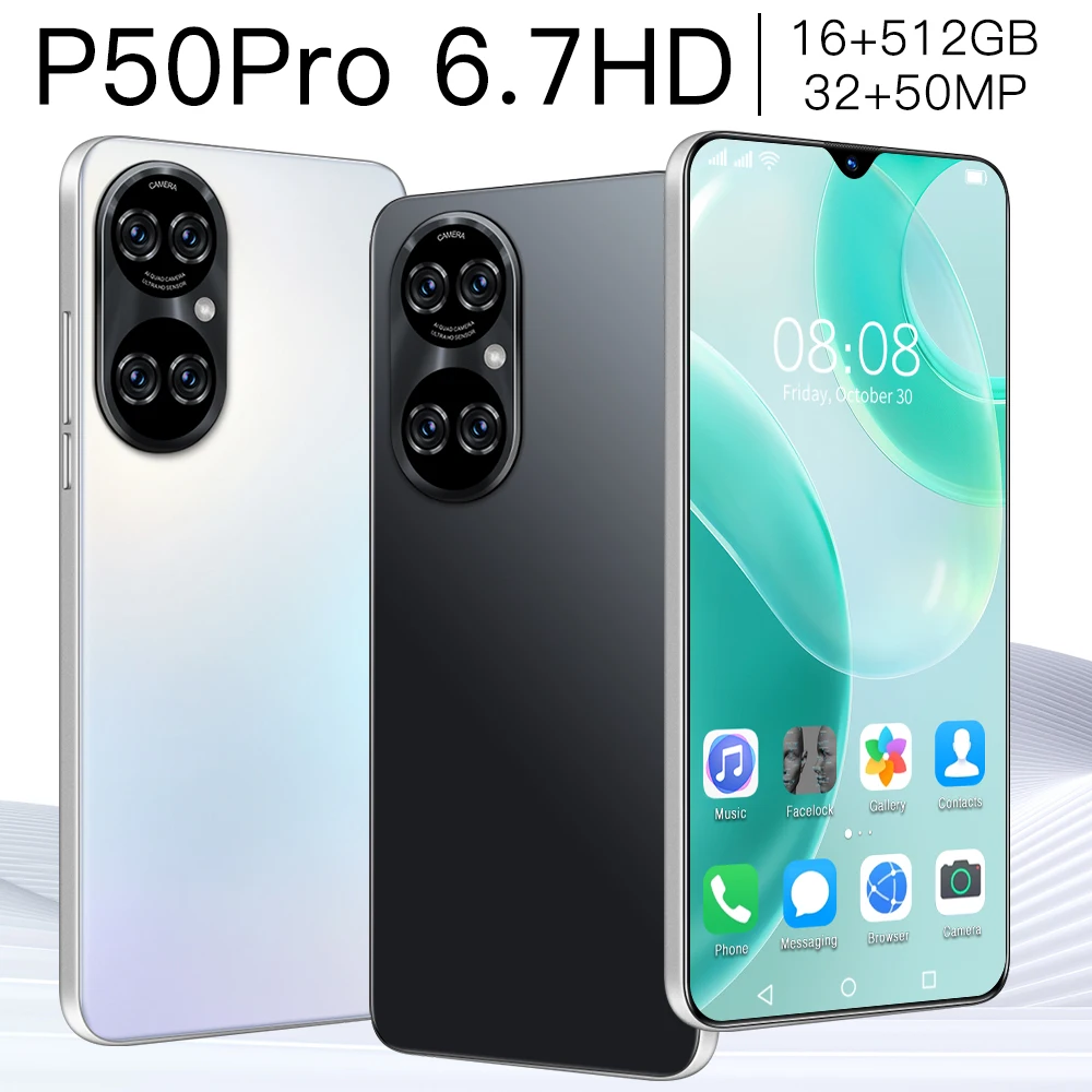 

Smartphone P50pro 16GB 512GB 6.7Inch New Galxy 6800mAh Android 10.0 Qualcomm 888 Mobilephone 4G 5G Global Version Phones