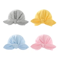 2021 fashion baby bowknot hats rabbit ears infant children baby girls boho hat beanie scarf turban head soft wrap cap headscarf