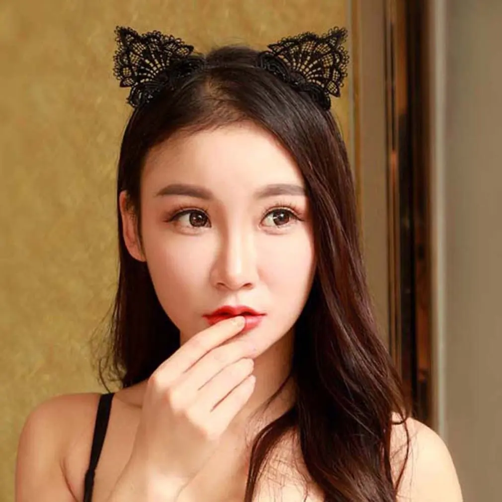 Кружевные повязки на голову с котенком для девушек и женщин модные головной убор