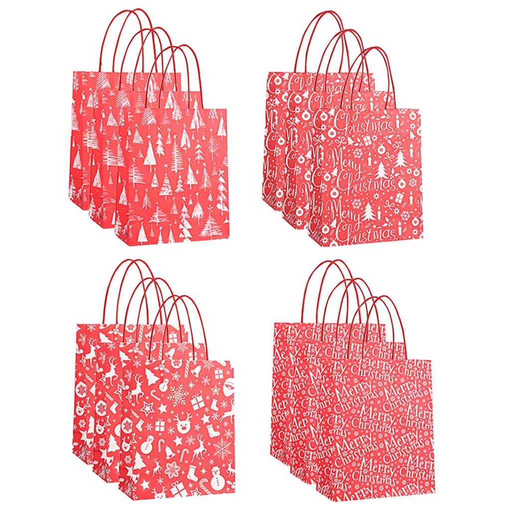 12 шт. Рождественский подарок сумка Бумага упаковочный пакет из крафт бумаги