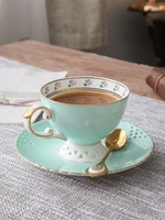 luxury ceramic coffee cup nordic bone china afternoon flower tea coffee cups saucer set plate mug tazza home drinkware df50bd