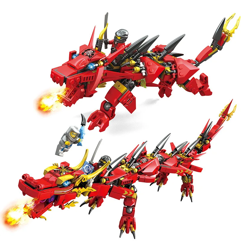 

Compatible Ninjagoes Kai's Flying Red Ninja Dragon Mech Set 2in1 Set Figures Educational Building Blocks Toys for Children Gifts