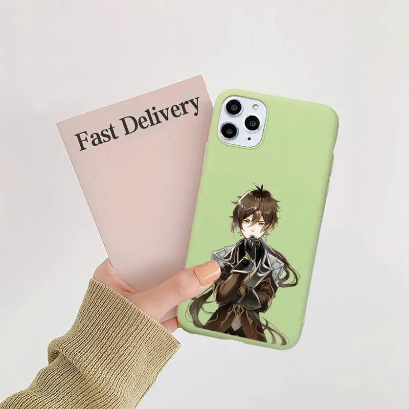 

genshin impact zhongli Phone Case Candy Color for iPhone 11 12 mini pro XS MAX 8 7 6 6S Plus X 5S SE 2020 XR