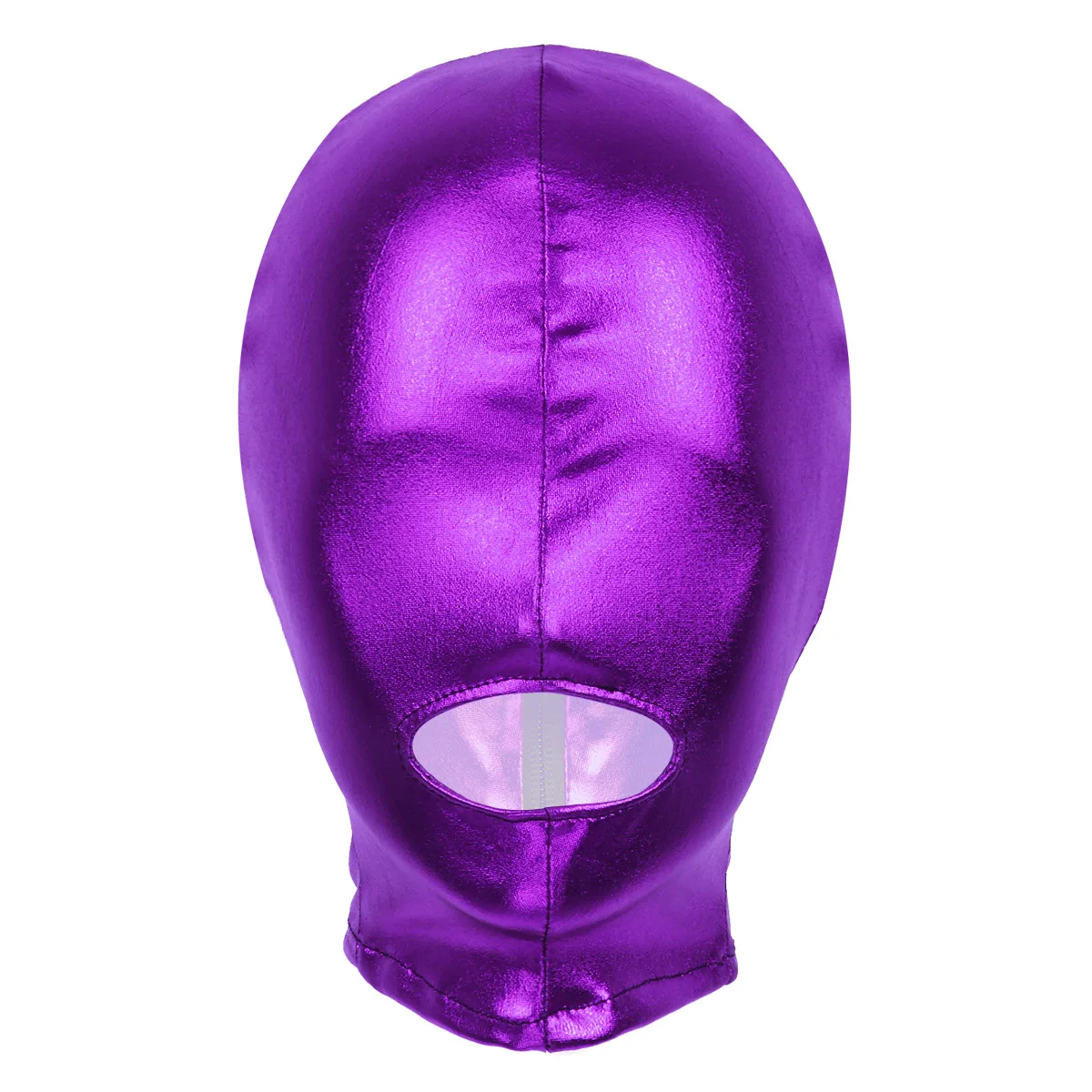 

Unisex Mens Women Cosplay Nightwear Face Mask Latex Shiny Metallic Open Mouth Hole Headgear Full Face Mask for Role Play Costume