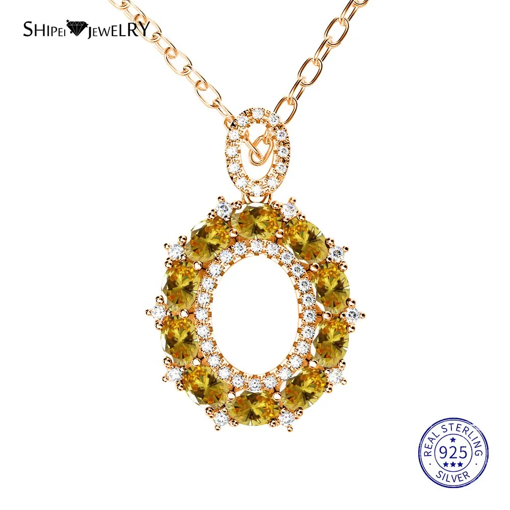 YellowGold-Yellow Shipei стерлингового серебра 925 пробы ювелирные изделия Желтое золото розовая, золотая, овальная Сапфировая подвеска ожерелье для женщин Подарок на годовщину - Цвет камня: YellowGold-Yellow