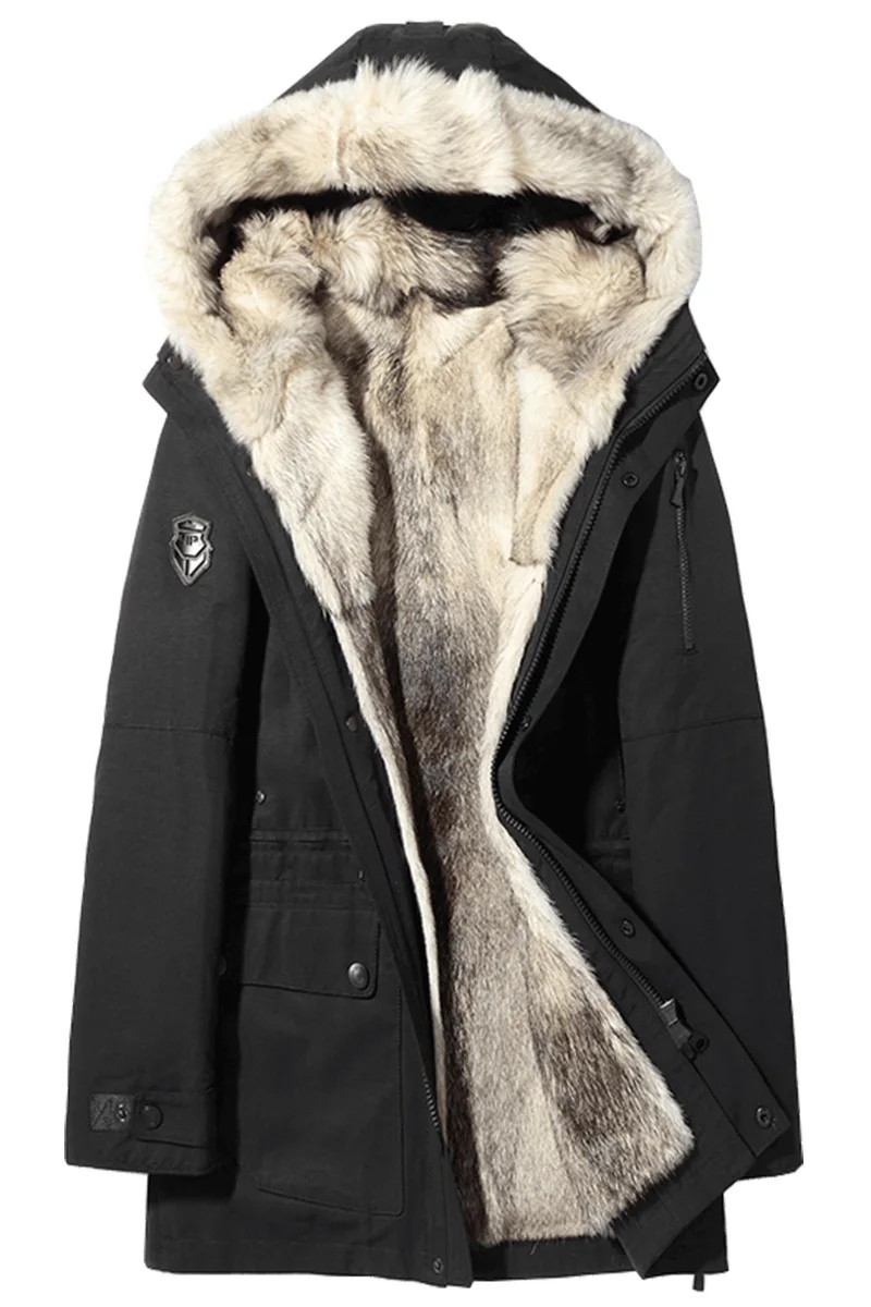 

Parka Real 2020 Fur Coat Men Winter Jacket Natural Wolf Fur Coats Warm Outerwear Long Parkas Hombre 20029 KJ2425