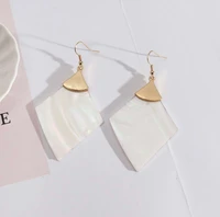 geometric rhombus leather earrings abalone shell triangle dangle drop earrings for women jewelry wholesale