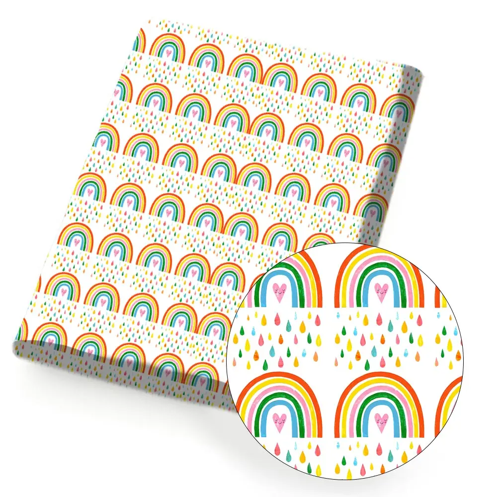 

Rainbow Polyester Cotton Fabric Printed Cloth Sheets Home Textile Patchwork Handmade Masks DIY Clothes Supplies 45*145cm 1pc