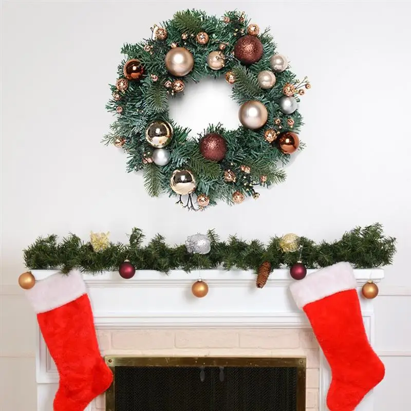 

1 Pcs Wreath Arrangement Christmas Ornament Christmas Wreath With LED Light Front Door Home Party Hanging Garland