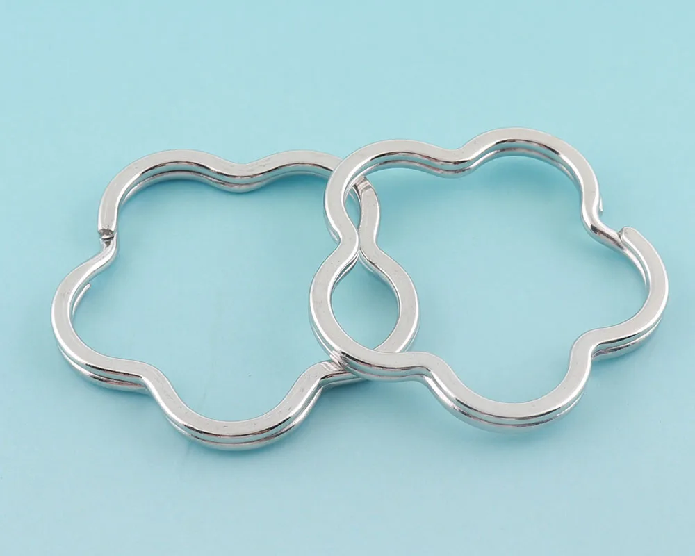 

8pcs 43mm Nickle color Flower Keyrings Large Key Fob Ring Metal Split Rings for Key Chain Wholesale Key Lanyard Findings