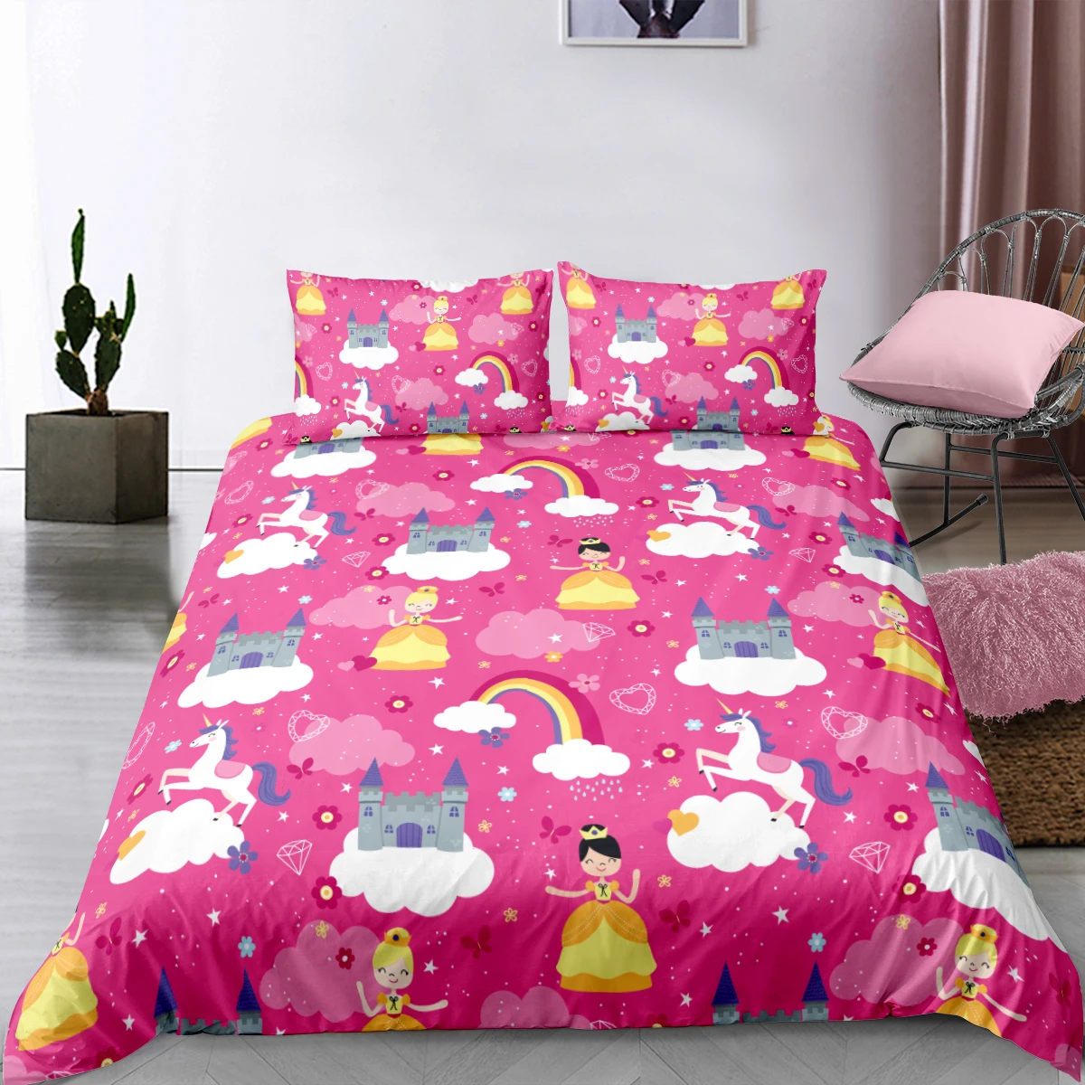 Покрывало 3D мультфильм постельное белье с изображением единорога милый комплект