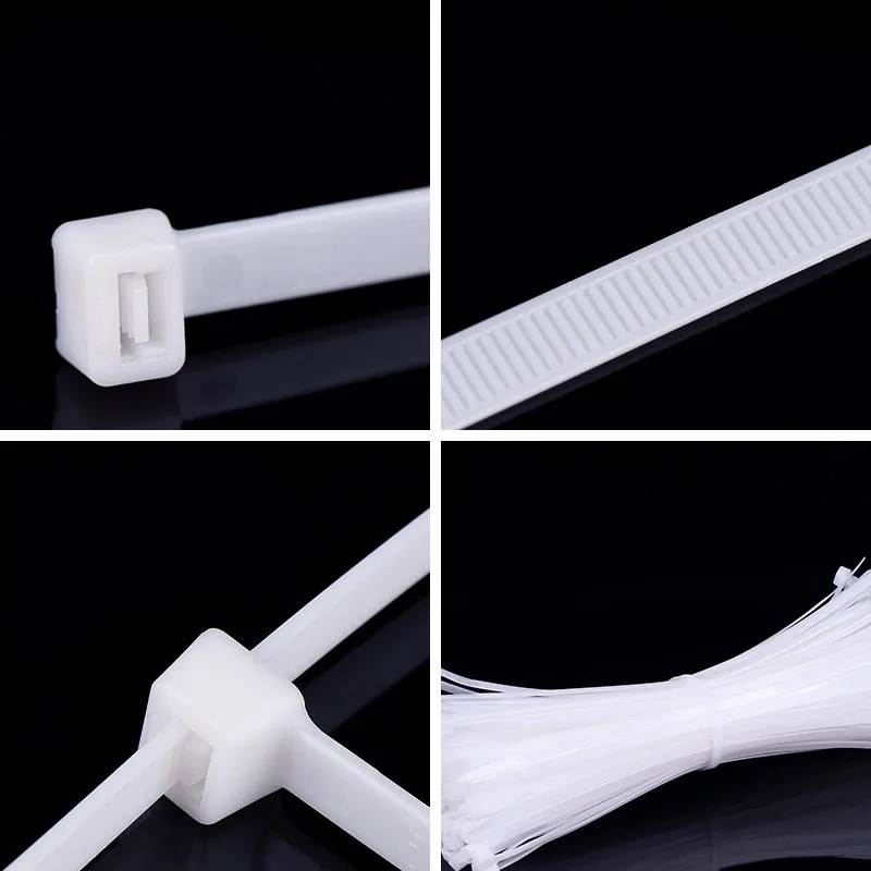 Самоблокирующиеся пластиковые нейлоновые стяжки 100 шт. белые 5*150 5*200 5*300 для