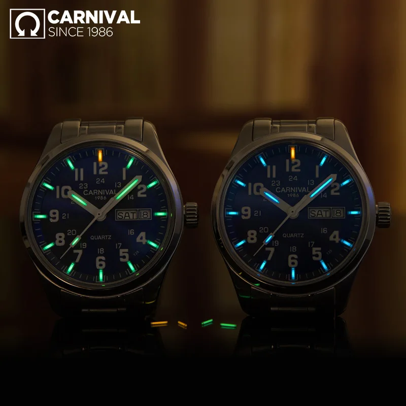 Reloj Hombre карнавальные мужские часы Топ бренд класса люкс Тритий T25 светящиеся кварцевые наручные часы с двойным календарем мужские водонепроницаемые часы