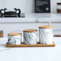 1 pc marble pattern ceramic chopstick holder seasoning jar kitchen storage