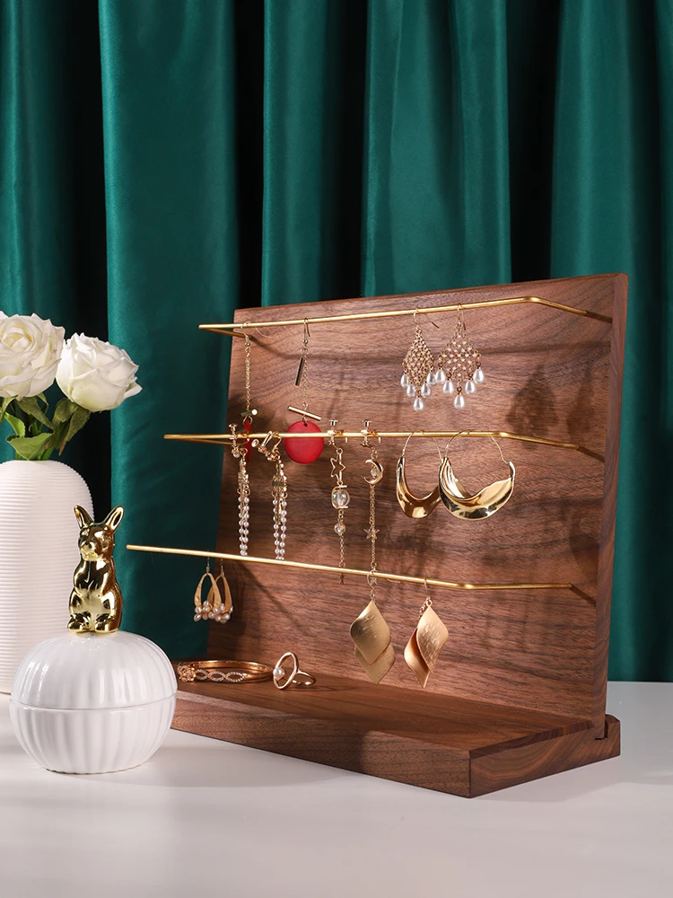 

New Fashion Black Walnut Solid Wood Earrings Display Holder Earrings Display Stand Jewelry Display Tray