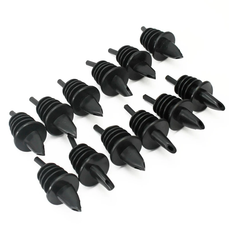 

12 Pcs 7.5x3cm Plastic Wine Stopper Liquor Spirit Pourer Free Flow Wine Bottle Pour Spout Black Stopper Bjstore