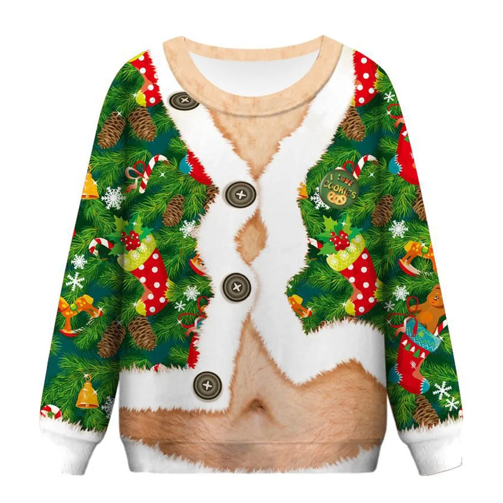 Рождественский женский свитер с забавным принтом уличная одежда пуловер топы