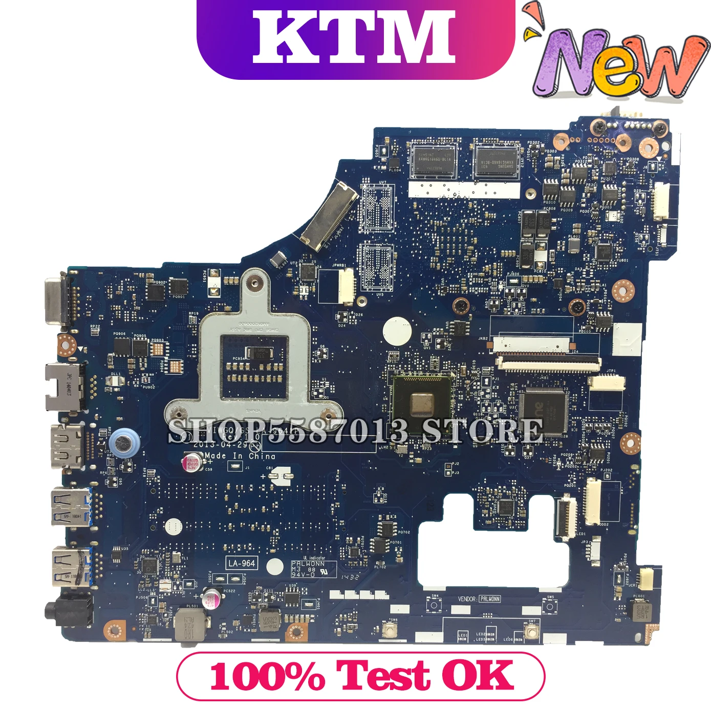 

LA-9641P original mainboard for Lenovo G510 HM86 PGA947 with HD8570M/R5-M230 2GB Laptop motherboard