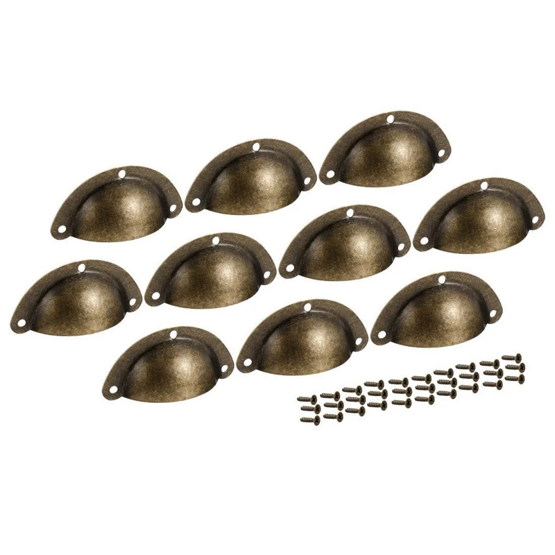 

40mm Hole Centers Vintage Style Cup Shell Drawer Pull Handle Bronze Tone 10pcs