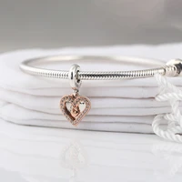 fashion design sparkling freehand heart charm 925 sterling silver jewelry bracelets for women diy making fits pandora